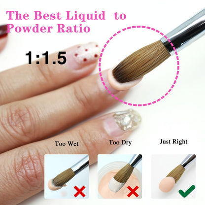 Kolinsky Acrylic Nail Brush Set 100% Pure Kolinsky Hair Flat Shape Sizes #10 #12 #14 – Professional Nail Art Sculpting Extension Brush with Rose Red Handle & Cap for Nail Technicians & Home Use