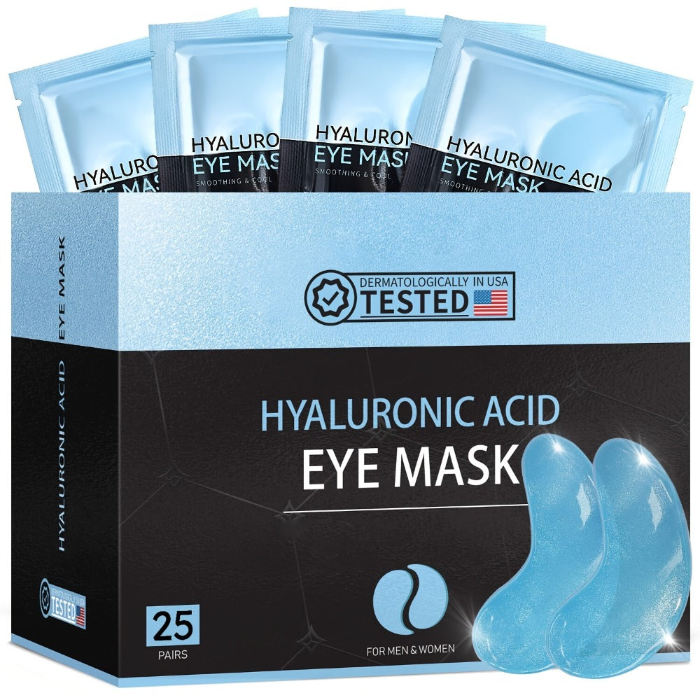 Hyaluronic Acid Eye Mask 25pcs – Collagen & Glycerin Under Eye Patches for Dark Circles, Puffiness & Deep Hydration, Korean Skincare Jelly Eye Patches Gift for Women All Skin Types