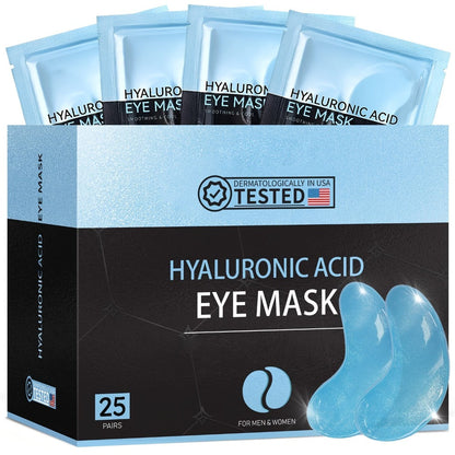 Hyaluronic Acid Eye Mask 25pcs – Collagen & Glycerin Under Eye Patches for Dark Circles, Puffiness & Deep Hydration, Korean Skincare Jelly Eye Patches Gift for Women All Skin Types