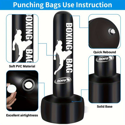 Freestanding Punching Bag 69" Heavy Bag with Stand – Inflatable Kickboxing Bag for MMA, Muay Thai & Fitness Training, No-Mount Standalone Base, Indoor & Outdoor Use, Ages 14+