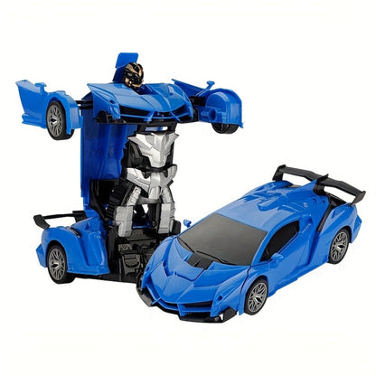 Robot Deformation Car for Kids 1:18 Blue & Red – One-Button Transform Remote Control Stunt Vehicle, 360° Rotating Drift RC Toy for Boys & Girls Ages 3 4 5 6, Birthday Children's Day Christmas Gift