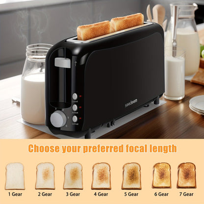 Slim Toaster 2-Slice Long Slot – 1.45" Wide Slot, 6 Shade Settings, Cancel/Reheat/Defrost, 750W, Removable Crumb Tray | 6 Colors
