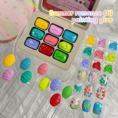 UV Gel Nail Polish Set 9 Colors Dopamine Summer – High-Saturation Gradient Soak Off Semi Permanent Nail Art Kit for Salon & DIY Manicure Gift for Women
