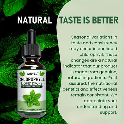 Liquid Chlorophyll Drops Supplement for Internal Deodorant Body Odor Control Detox Skin Clarity & Natural Energy — Alkalizing Antioxidant Plant-Based Daily Wellness for Women & Men 60-Day Supply