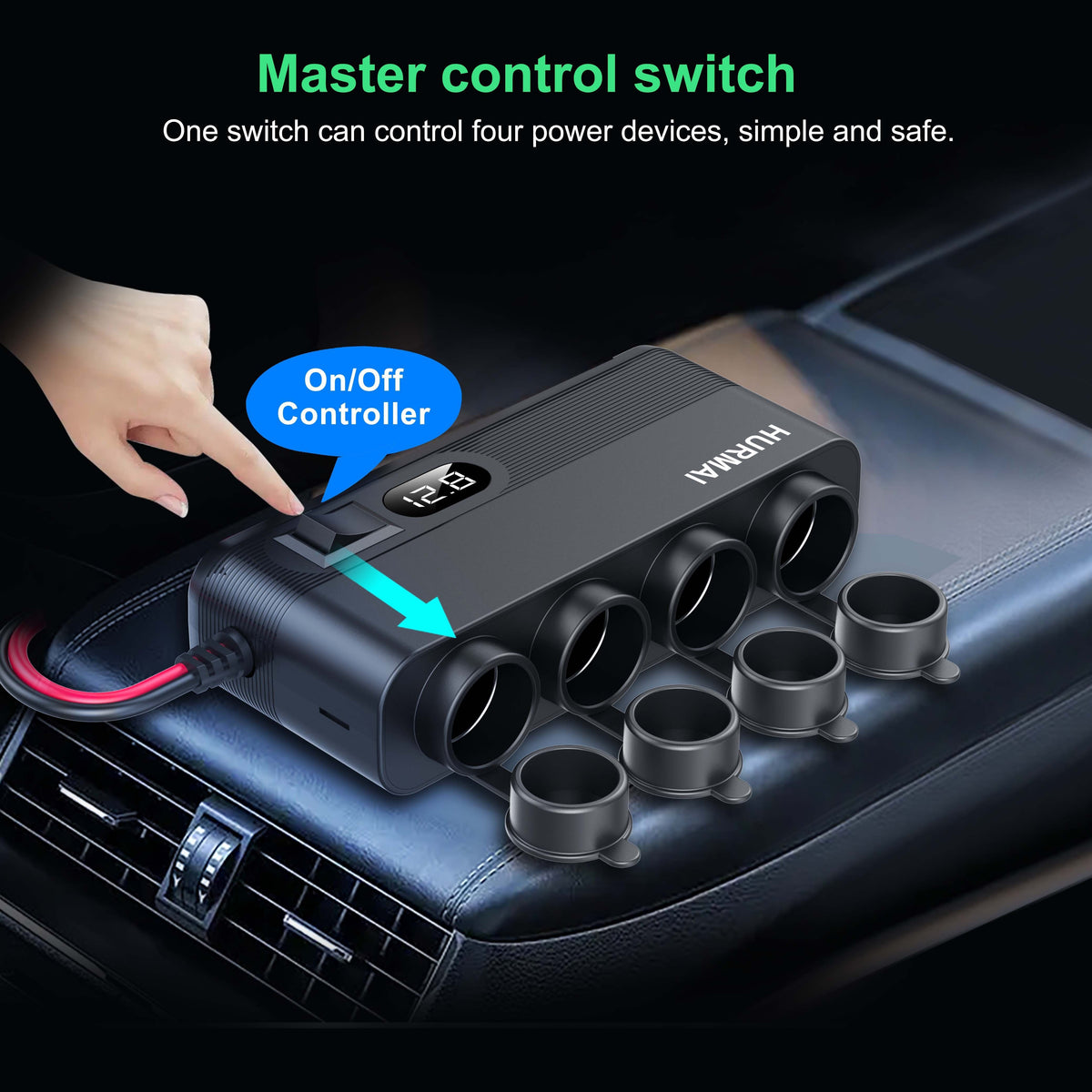 12V Socket Power Outlet, 10FT Cable 24V 216W Multi Port Outlet, 12 Volt Car Plug Lighter Socket, Power Supply Car Plug Outlet, Extension Cable With Perforated Terminal Direct Battery Adapter