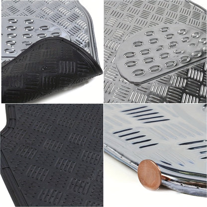 Metallic Chrome Car Floor Mats All-Weather Universal Fit Automotive Floor Mats for Cars SUVs, Floor Mats for Trucks, Car Mats Full Set Front & Rear, Non-Slip Shiny Durable Heavy Duty