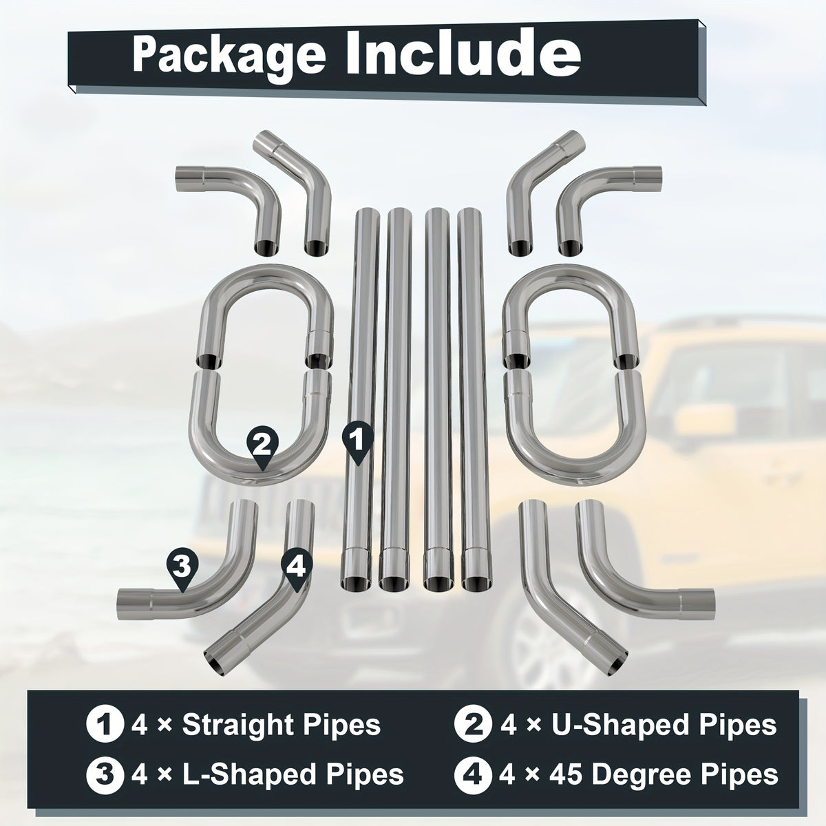 2.5'' Mild Steel Exhaust Kit Tubing Mandrel Bend Pipe Straight U Bend 16 Gauge Universal