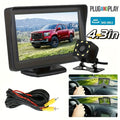 8 LED HD Reversing Camera Kit with 4.3 Inch Monitor | Backup Camera Car Rearview Mirror HD Parking System Night Vision, Wide Angle Lens, USB Charging, Video Resolution, No Battery - Perfect for Cars, Pickups, SUVs