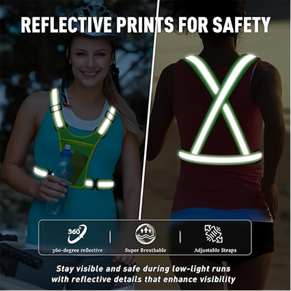 Reflective Running Vest with Phone Holder & Reflective Bracelets – Adjustable Safety Vest for Men Women, Dog Walking, Cycling, Night Running – 2 Pack