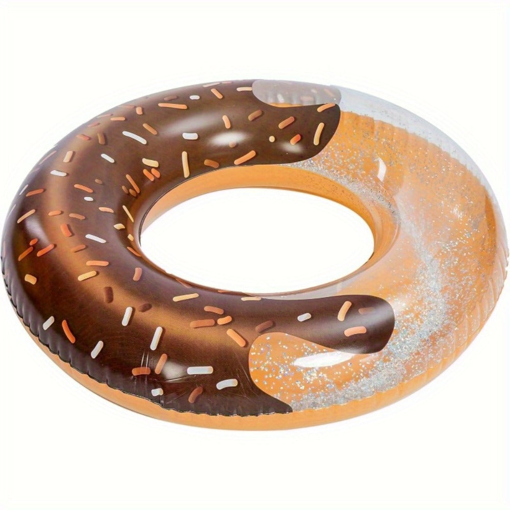 Glitter Donut Pool Float 3 Pack 32.5 Inch Inflatable Swim Ring Set – Strawberry Chocolate Mint Pool Tubes for Summer Pool Party, Birthday Decoration, Kids Teens & Adults