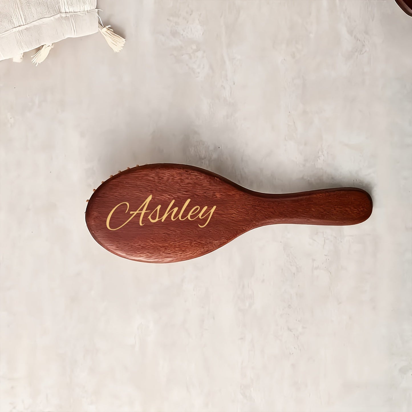 Personalized Engraved Wooden Hair Brush Custom Name - Handmade Bridesmaid Wedding Gift Mother's Day Teacher's Day Valentine's Day Gift for Women Round Square