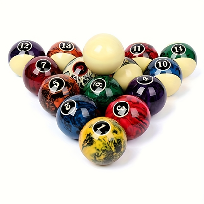 Pool Balls Billiard Set 20 Piece Complete Kit with 16 Fancy Billiard Balls 2 Diamond Pool Cue Sticks and 2 Ball Racks Full Billiard Table Accessories for Adults Men Home Office Bar Entertainment
