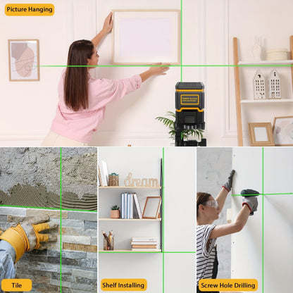 Green Laser Level Self-Leveling with Tripod – Horizontal & Vertical Cross Line Laser for Construction, Tiling, Home Renovation & Interior Decoration