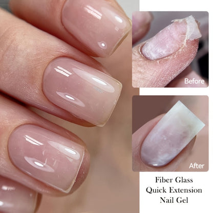 Nail Extension Builder Gel 3pcs - Fiberglass Construction Gel for Broken Nail Repair & Nail Extension, Clear UV LED Soak-Off Fiber Glass Gel Varnish, DIY Salon Nail Kit