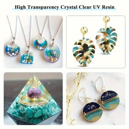 UV Resin Fast Curing Crystal Clear High Viscosity Transparent Epoxy Resin for Jewelry Making Casting & Crafts – 200g 300g 400g 500g, Hard Glossy Finish Resin Art Supplies for Beginners Adults