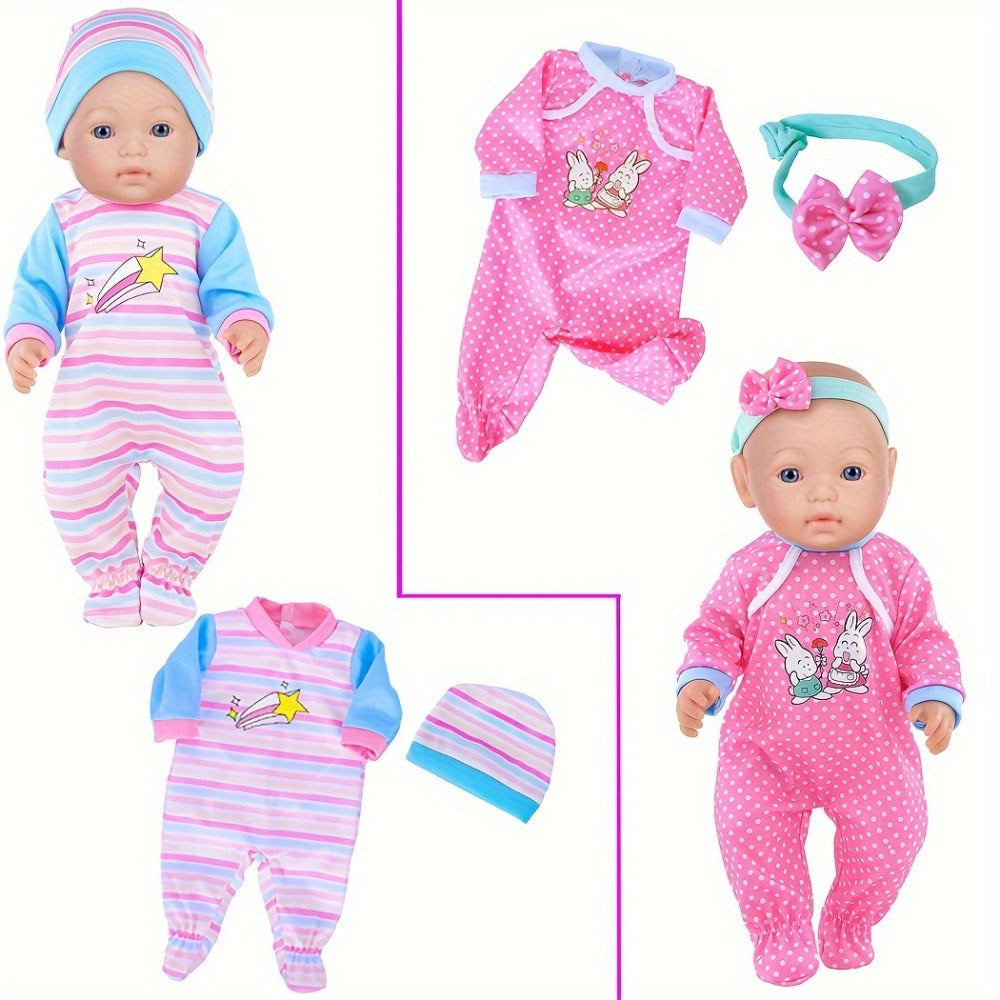 Doll Clothes Set 10 Outfits for 14 15 16 Inch & 43cm Newborn Baby Dolls Soft Handmade Easy On Off Doll Clothing Pack Birthday Christmas Gift for Girls Kids Ages 3-12 No Doll