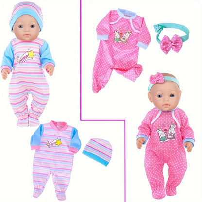 Doll Clothes Set 10 Outfits for 14 15 16 Inch & 43cm Newborn Baby Dolls Soft Handmade Easy On Off Doll Clothing Pack Birthday Christmas Gift for Girls Kids Ages 3-12 No Doll
