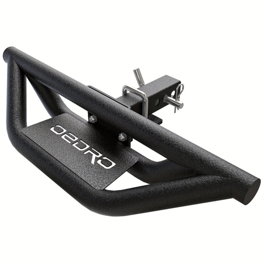 Step Bar for Towing Hitch Designed for Trucks with a 2-Inch Trailer Hitch Receiver, Featuring a Textured Black Rear Bumper Guard