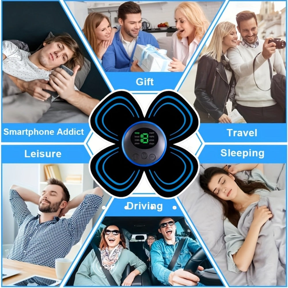 EMS Muscle Stimulator Massager Patch – Full Body Electric Massage Device with 8 Modes & 19 Intensity Levels for Shoulder, Arm, Leg, Waist & Cervical Spine Pain Relief