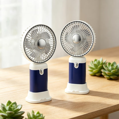 Handheld & Standing Fan Rechargeable USB | 3-Speed Portable Mini Fan, Foldable Dual-Mode Design for Travel, Office & Outdoor Use – Perfect Summer Gift for Women & Girls, White & Blue, 1pc & 2pcs