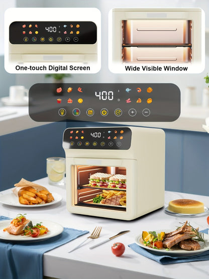 Air Fryer Oven 12-in-1 Large 12-Quart Smart Countertop Oven with 12 One-Touch Preset Functions, Smart Cook Program, Viewing Window, Interior Light, Adjustable Time & Temp, Oil-Free Family Cooker
