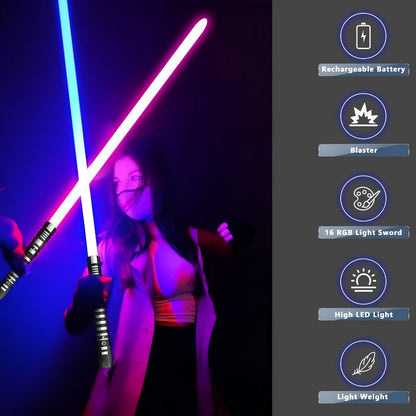 RGB Light Saber Toy with 16 Color Change & 3 Movie Sound Effects – Dark Phantom Lightsword for Kids & Beginners, Cool Night Party Saber, Birthday Gift for Boys Girls Friends