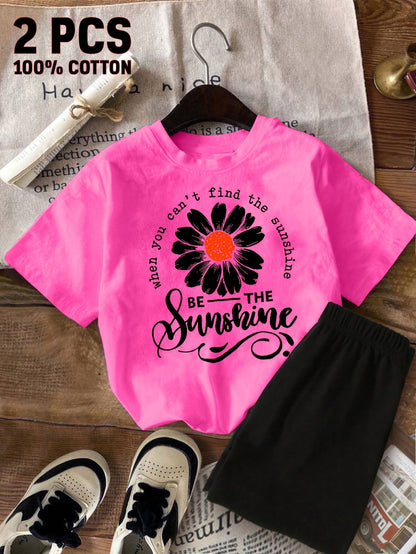 Girls' Casual Outfit Set - Short Sleeve Summer 0693