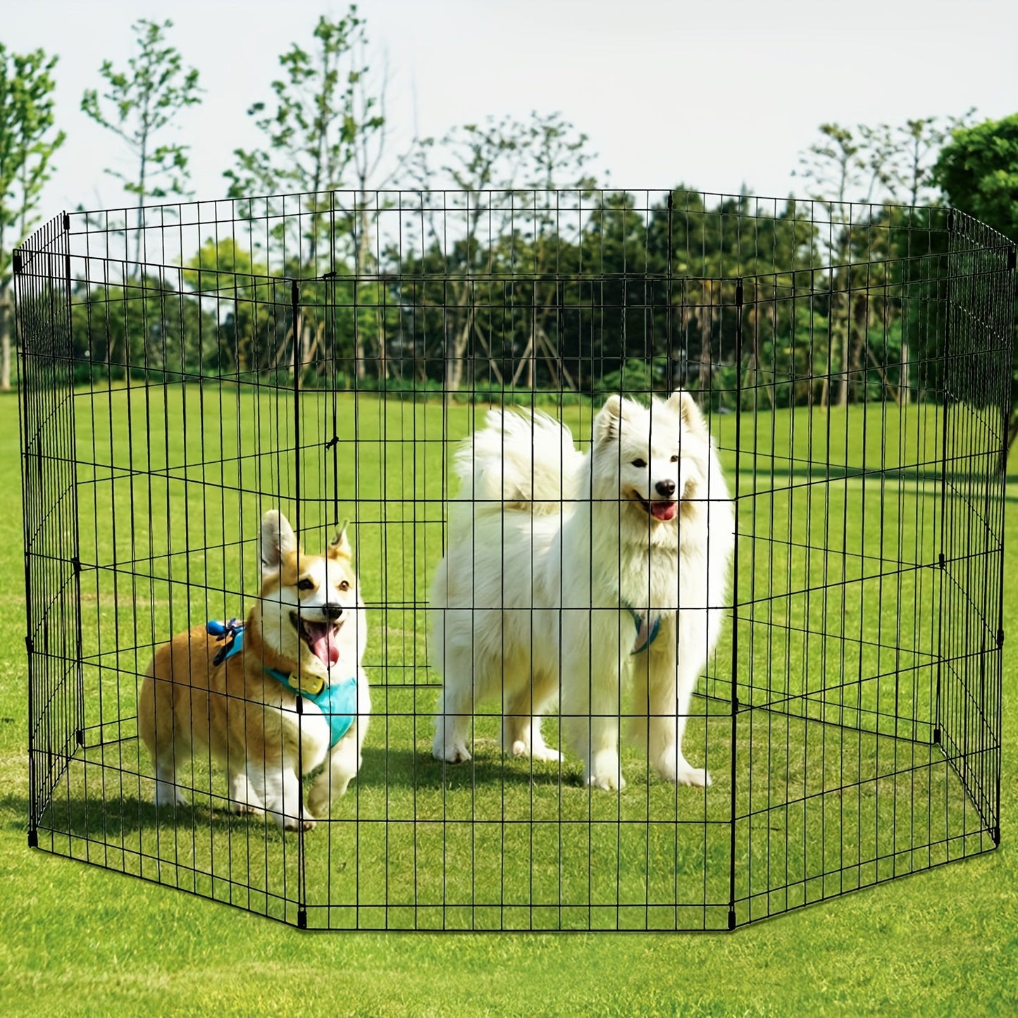 Foldable Metal Wire Dog Playpen & Pet Gate – 24/30/36/42" Indoor Outdoor Fence for Large Medium Small Dogs
