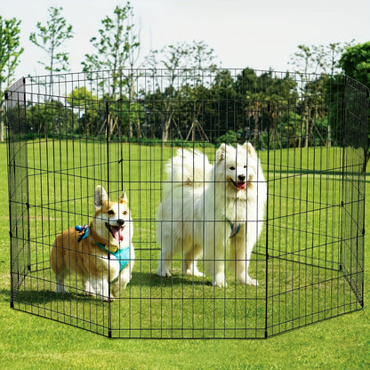 Foldable Metal Wire Dog Playpen & Pet Gate – 24/30/36/42" Indoor Outdoor Fence for Large Medium Small Dogs