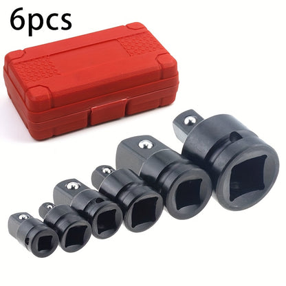 6pcs Impact Adapter And Reducer Head Kit, 1/4, 3/8, 1/2, 3/4 Inch Female-to-male Air Square Drive Conversion Wrench Tool, Highly Suitable for Auto Repair And Mechanical Work with Protective Cover, The Perfect Gift for Maintenance Technicians