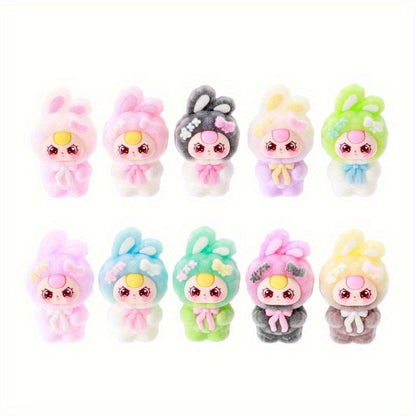 Cute Flocked Plush Mini Dolls 10pcs – Car Dashboard & Desktop Decoration, Random Mixed Colors, Fun Car Interior Accessory & Office Desk Decor