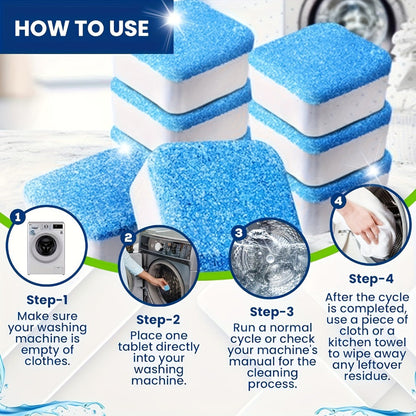 Washer Cleaner Tablets 25 Pack 2-in-1 Washing Machine and Dishwasher Cleaner Deodorizer Compatible with Front Loader Top Load HE Removes Odor Residue Limescale Deep Clean Appliance Tablets