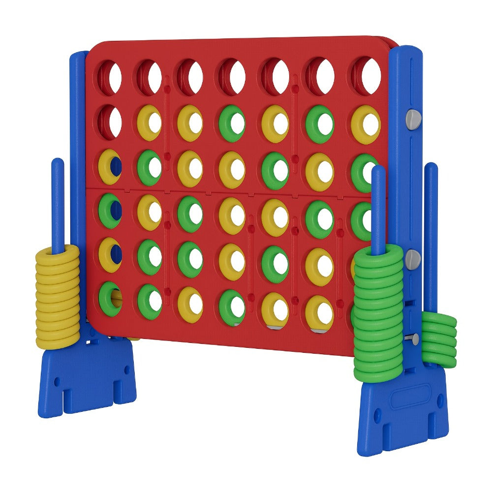 Height Adjustable Giant Connect 4 Game 33–37 Inch – Jumbo 4-in-a-Row Outdoor Yard Game with Quick Release Slider for Teens, Adults & Families, Indoor Outdoor BBQ Birthday Party Tailgate Game Set, Blue Red