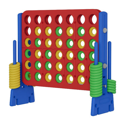 Height Adjustable Giant Connect 4 Game 33–37 Inch – Jumbo 4-in-a-Row Outdoor Yard Game with Quick Release Slider for Teens, Adults & Families, Indoor Outdoor BBQ Birthday Party Tailgate Game Set, Blue Red