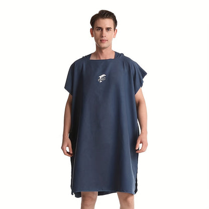 Quick-Dry Surf Poncho Towel Robe - Microfiber Beach Wrap with Shark Graphic, Super Absorbent Changing Robe for Swimming, Surfing & Travel, One Size Fits All, Machine Washable