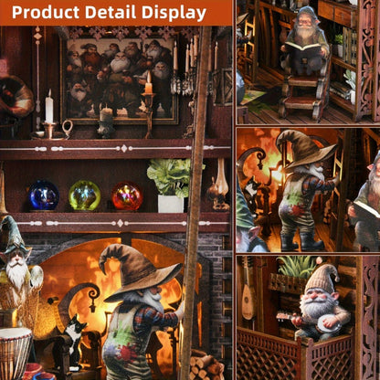 Book Nook Kit Dwarf's House DIY Miniature Bookshelf Insert – Dark Wood 3D Wooden Puzzle Decor for Adults, Unique Birthday 4th of July Christmas Gift for Women & Book Lovers (KT01)