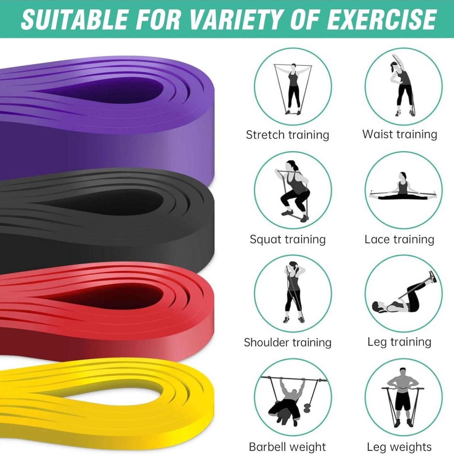 TPE Resistance Band Set with Storage Bag – Pull Up Assist, Stackable Medium Tension Bands for Muscle Training, Workout & Fitness Shaping for Gym, Home & Outdoor