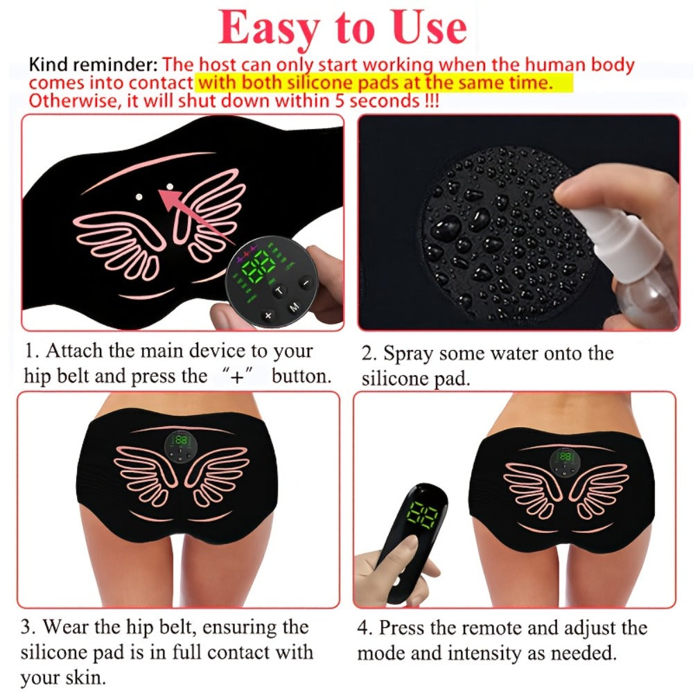 EMS Hip Trainer & Butt Muscle Stimulator with Remote Control, Rechargeable Electric Peach Butt Shaper for Women, Home Gym Glute Toning & Muscle Recovery Massager, Comfortable Wearable Fitness Device