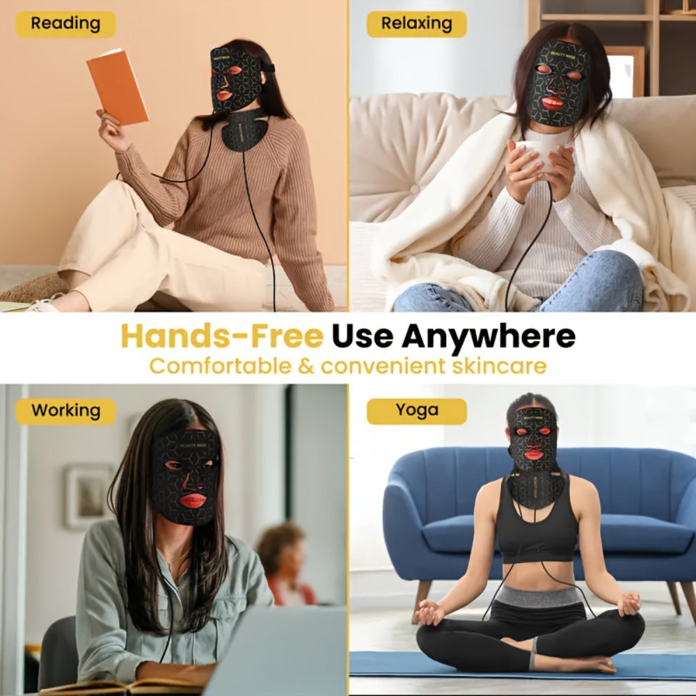 LED Face Mask – 7-in-1 Red Light Therapy for Face & Neck, 93+80 LED Beads, Separate Silicone Applicator, 1800mAh Rechargeable, Adjustable Color Brightness & Timer, Anti-Aging Skin Care Gift for Women