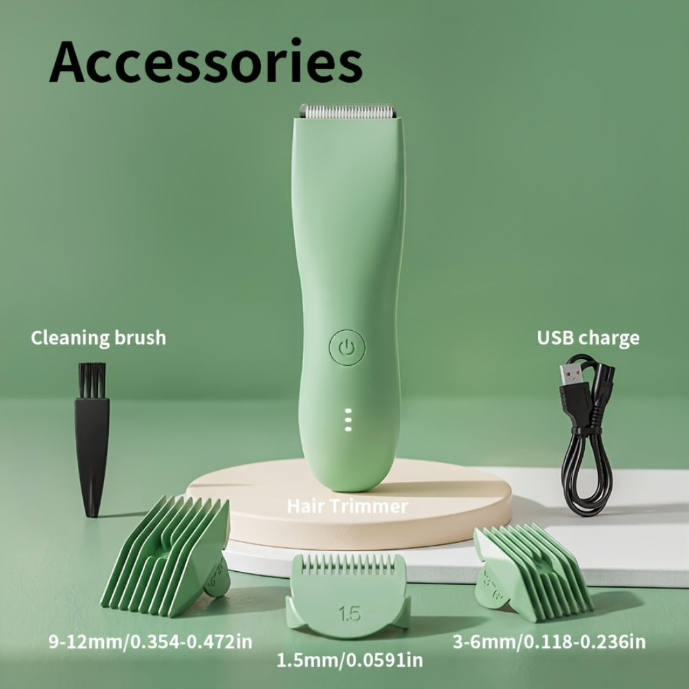Bikini Trimmer for Women & Groin Trimmer for Men IPX6 Waterproof Body Hair Trimmer Replaceable Ceramic Blades Limit Comb Electric Manscaping Groomer Black Green Purple Pink