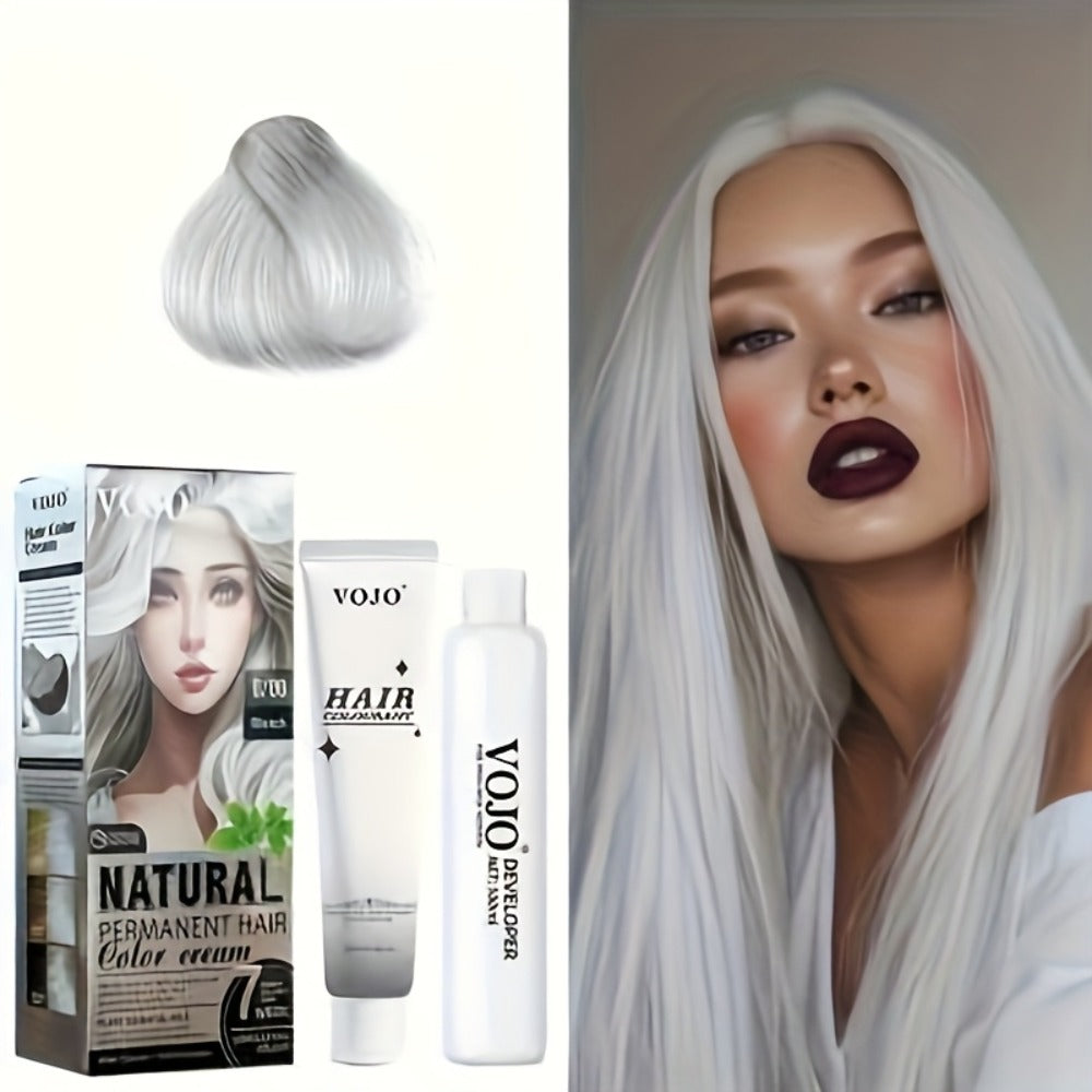 Permanent Hair Dye Kit 12 Vibrant Colors with Developer & Applicator Tools Bleach Blonde Ash Grey Ocean Blue Brown Purple Pink Red Golden Black Long-Lasting DIY At-Home Hair Color Cream Set Women