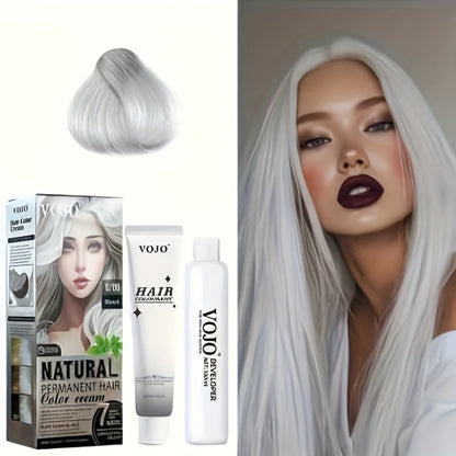 Permanent Hair Dye Kit 12 Vibrant Colors with Developer & Applicator Tools Bleach Blonde Ash Grey Ocean Blue Brown Purple Pink Red Golden Black Long-Lasting DIY At-Home Hair Color Cream Set Women