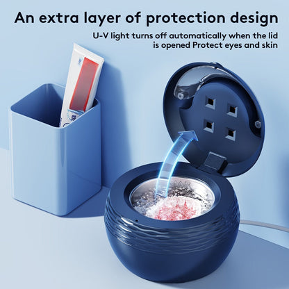 45kHz Ultrasonic Retainer Cleaner Machine with UV Sanitizer Portable Dental Cleaner for Retainers Aligners Dentures Braces Mouth Guard Jewelry 200ml Tank Chemical Free Blue Black White