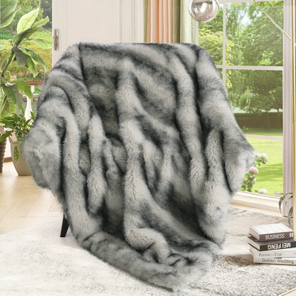 Faux Fur Throw Blanket 1060GSM Luxury - Super Soft Reversible Plush Mink Blanket for Bed Couch Sofa, Oversized Heavy Weight Cozy Blanket, Leopard Animal Print & Solid Colors, Throw & Twin Size
