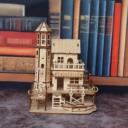 3D Wood Model Kit for Adults & Teens – DIY Wooden Assembly Puzzle, Choose Fisherman's Hut / Treehouse / Cowboy Bar, STEM Brain Teaser Craft Kit, Unique Birthday & Holiday Gift
