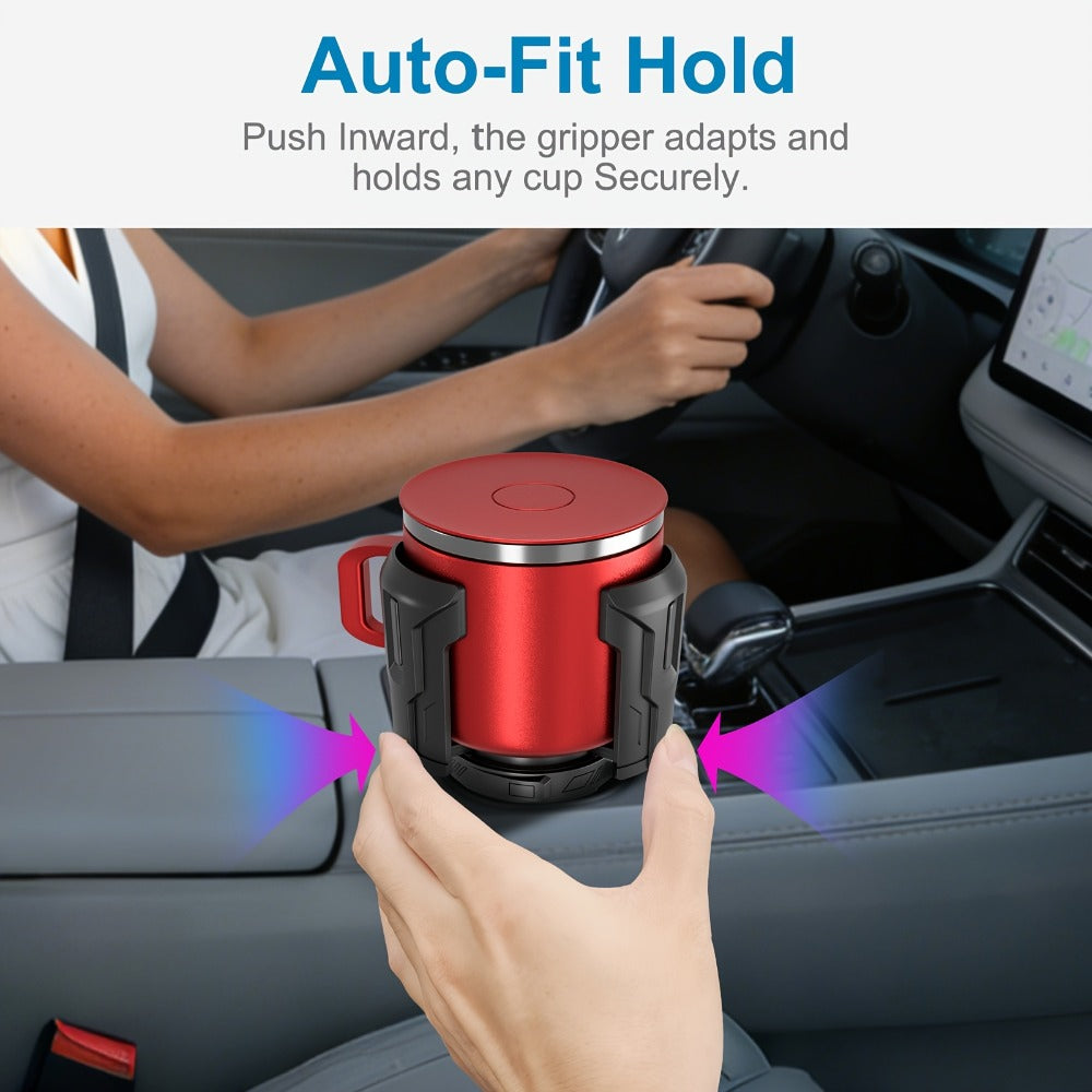 Car Cup Holder Expander Adjustable Auto-Expanding Insert | Fits 12-64 oz Cups Bottles Mugs | Universal Vehicle Cup Holder Adapter No-Tool Install Sturdy Travel Car Interior Accessory