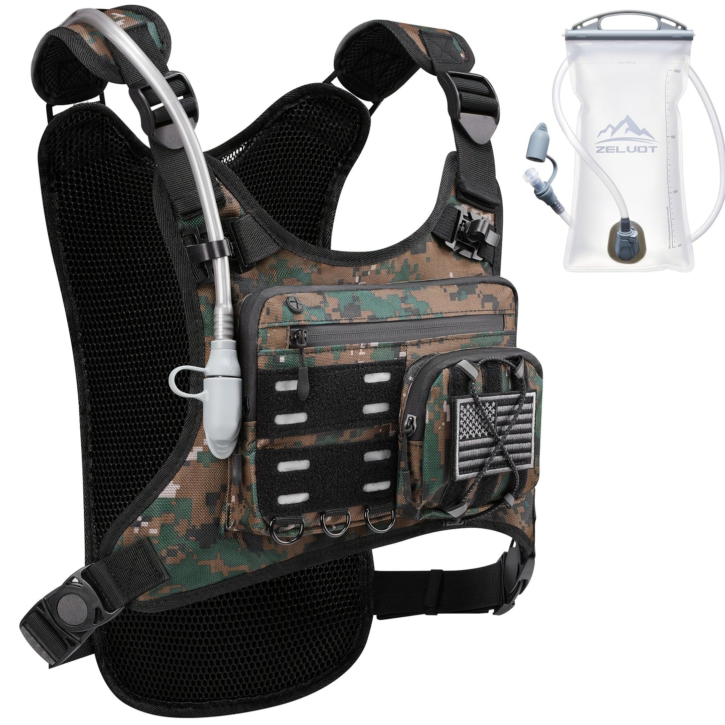 Running Hydration Vest with 2L Water Bladder – Lightweight Reflective Chest Pack for Men Women Marathon Trail Running