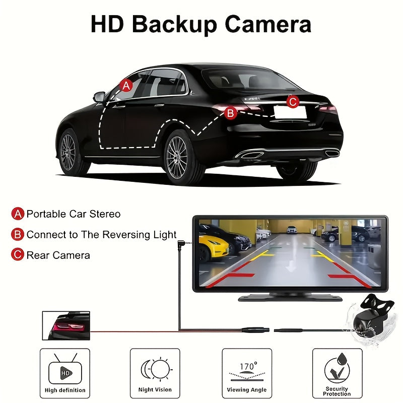 10.2-Inch Large Car Screen, Ultra-Clear. Supports BT Wireless to Phone for Carplay/Android Auto. Has Reversing Assistance, Music/Vid Entertainment, Navigation, Call Answering. Ideal for All Cars Like Sedans, Off-Roaders, Suvs, Rvs, Without Battery