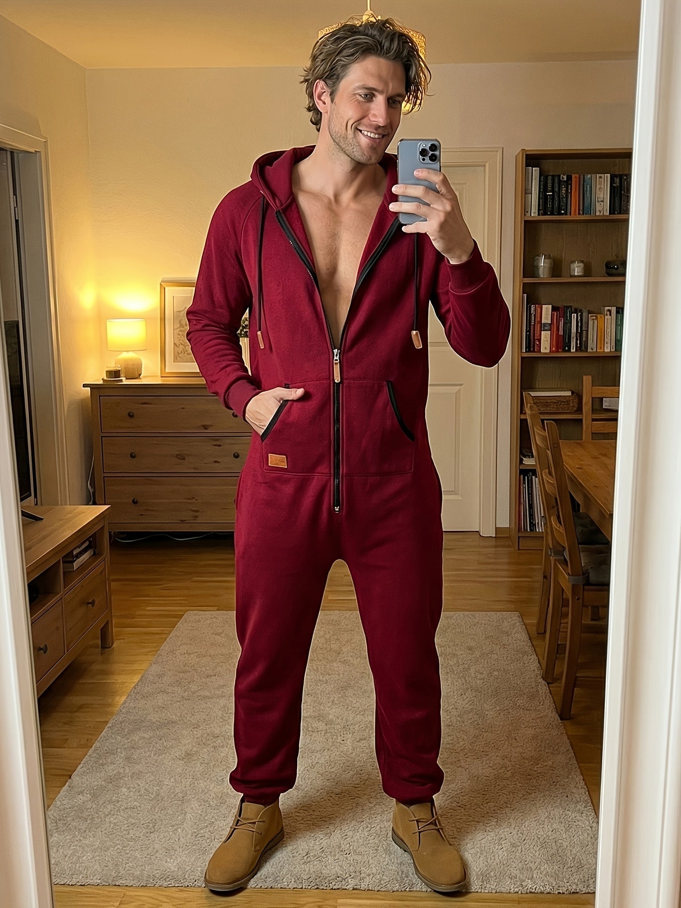 Men's Hooded Coveralls - Full-Zip One-Piece Design Style 6741