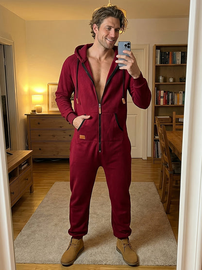 Men's Hooded Coveralls - Full-Zip One-Piece Design Style 6741